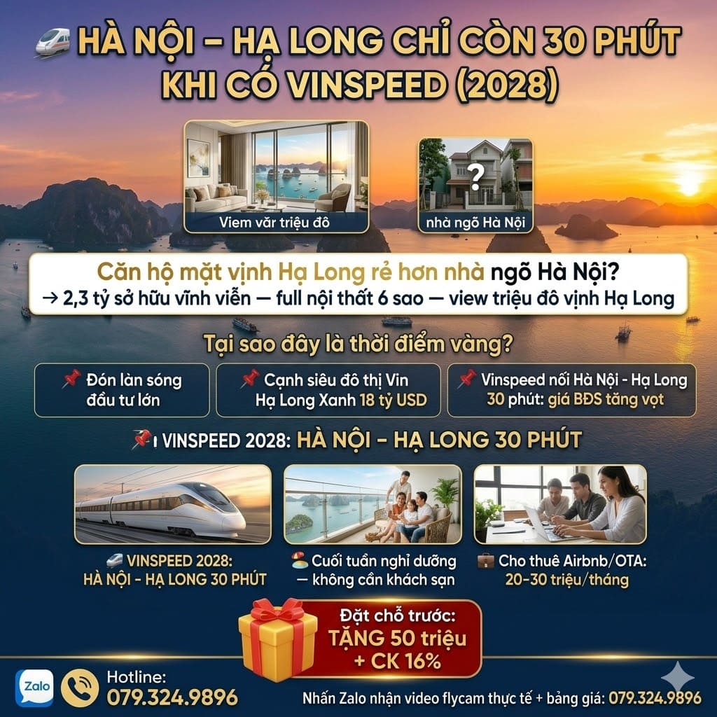 Chiến lược quảng cáo Facebook BĐS Aria Bay Hạ Long — phối cảnh tổng thể dự án mặt biển Bãi Cháy