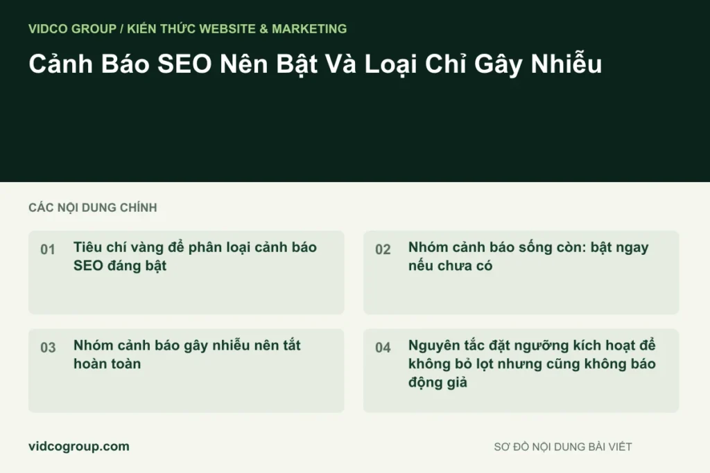 Cảnh Báo SEO Nên Bật Và Loại Chỉ Gây Nhiễu