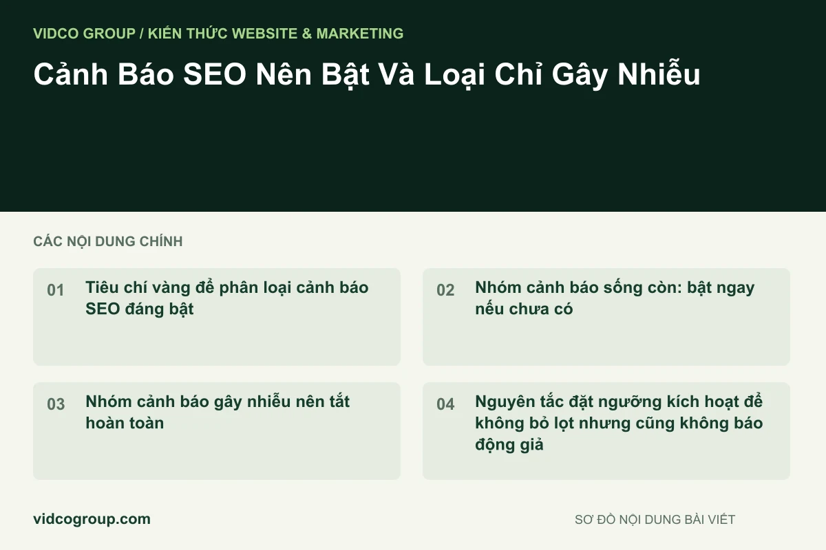 Cảnh Báo SEO Nên Bật Và Loại Chỉ Gây Nhiễu