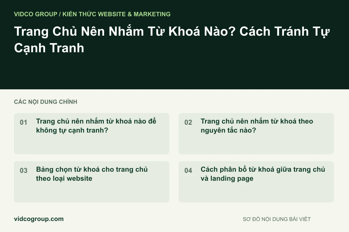 Trang Chủ Nên Nhắm Từ Khoá Nào? Cách Tránh Tự Cạnh Tranh