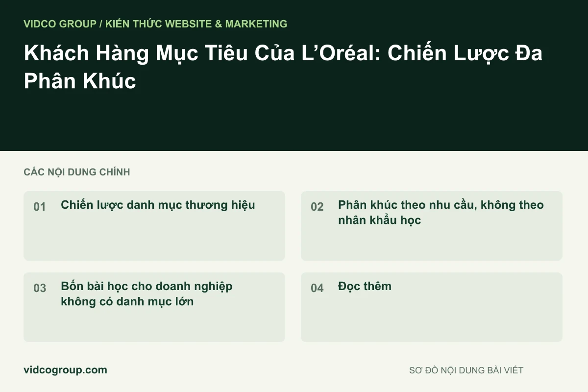 Sơ đồ nội dung bài viết: Khách Hàng Mục Tiêu Của L’Oréal: Chiến Lược Đa Phân Khúc