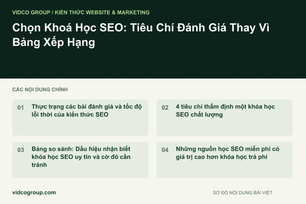 Chọn Khoá Học SEO: Tiêu Chí Đánh Giá Thay Vì Bảng Xếp Hạng