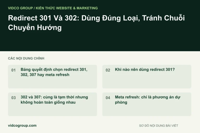 Redirect 301 Và 302: Dùng Đúng Loại, Tránh Chuỗi Chuyển Hướng