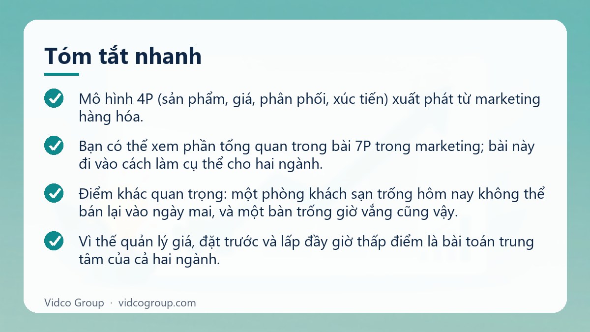 Tóm tắt nhanh: 7P trong marketing nhà hàng, khách sạn