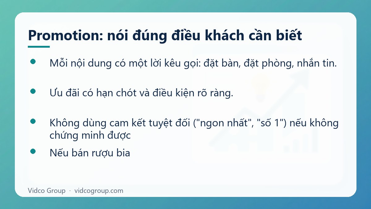 Danh sách: Promotion: nói đúng điều khách cần biết