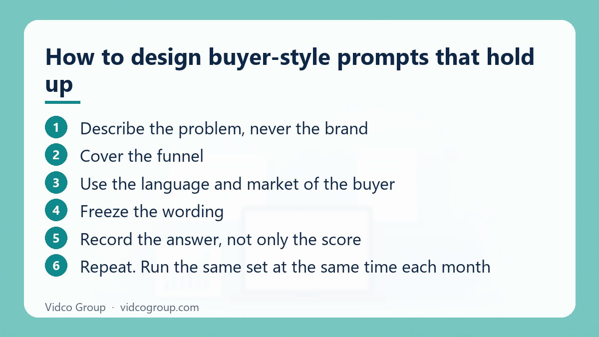 Steps: How to design buyer-style prompts that hold up
