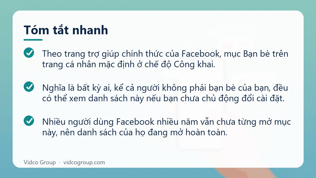 Tóm tắt nhanh: Cách ẩn danh sách bạn bè trên Facebook và giới hạn