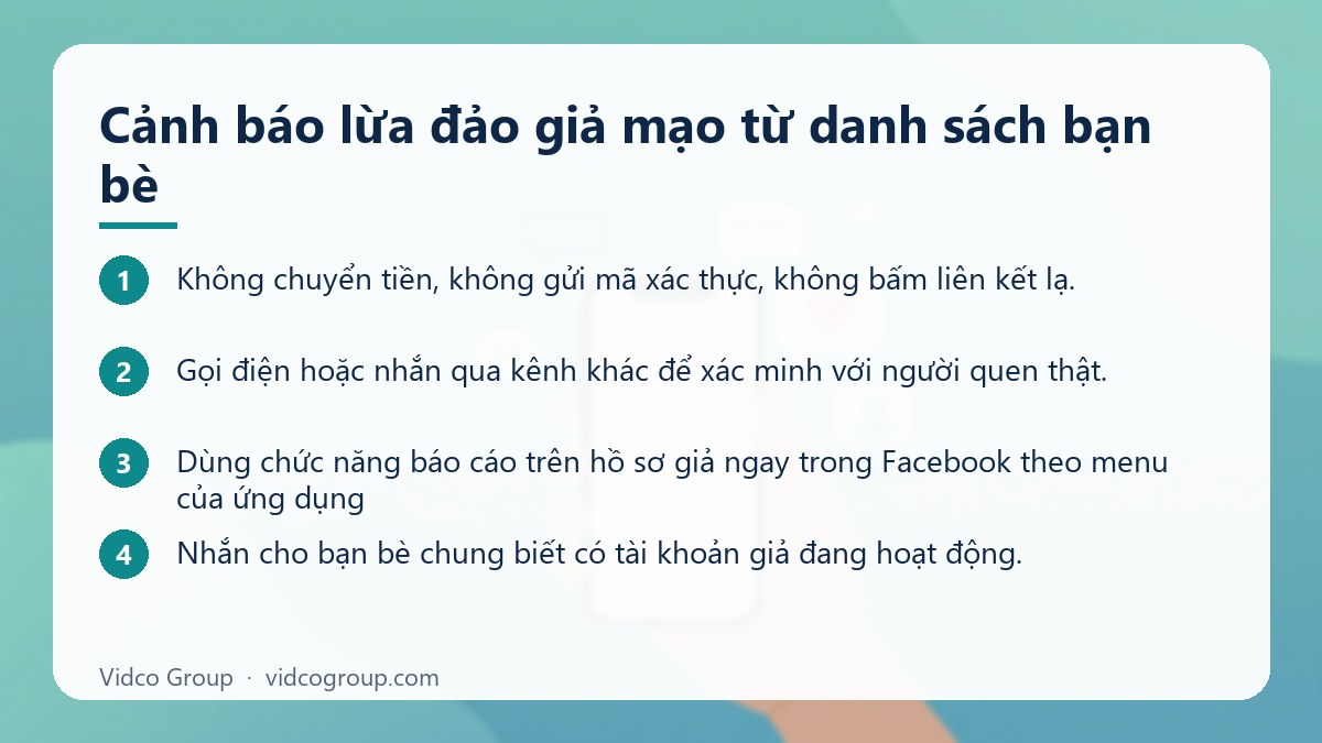 Các bước: Cảnh báo lừa đảo giả mạo từ danh sách bạn bè