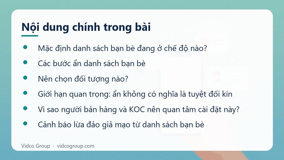 Nội dung chính: Cách ẩn danh sách bạn bè trên Facebook và giới hạn