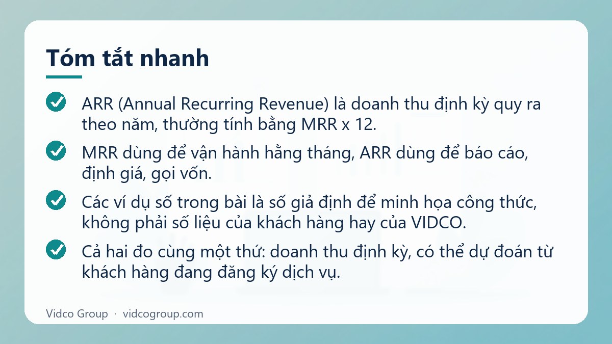 Tóm tắt nhanh: ARR MRR là gì