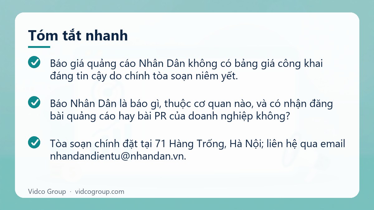Tóm tắt nhanh: Báo giá quảng cáo Nhân Dân