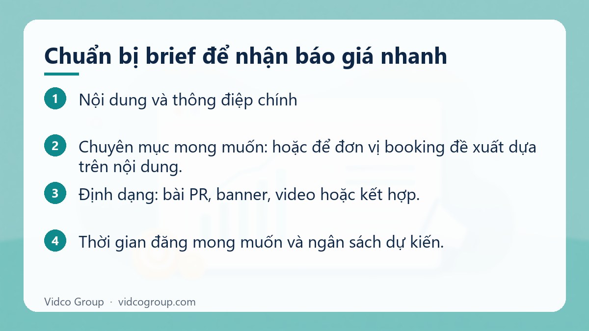 Các bước: Chuẩn bị brief để nhận báo giá nhanh