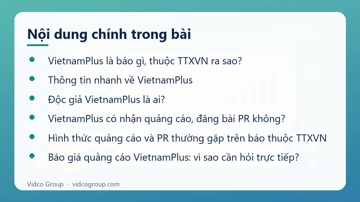 Nội dung chính: Báo giá quảng cáo VietnamPlus