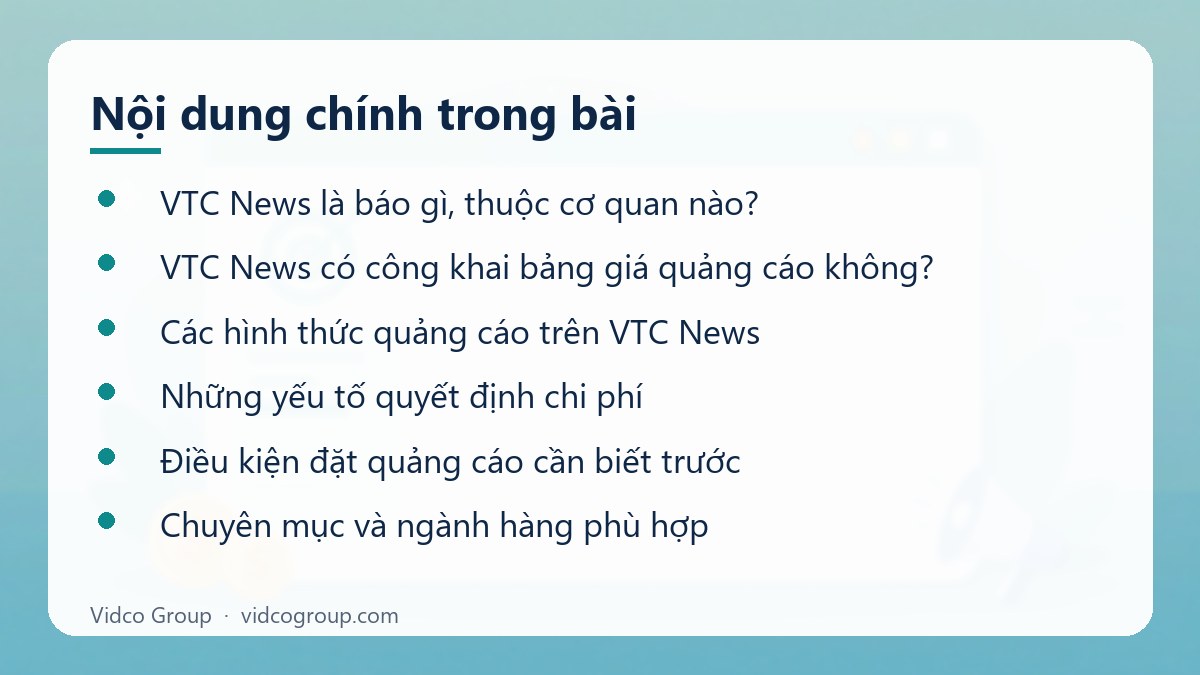 Nội dung chính: Báo giá quảng cáo VTC News