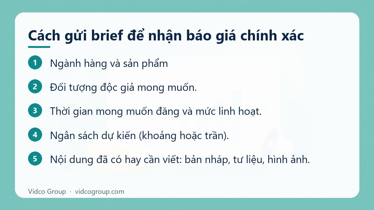 Các bước: Cách gửi brief để nhận báo giá chính xác