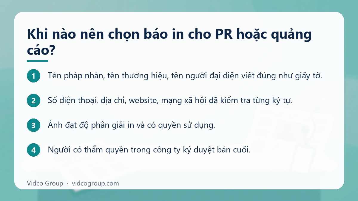 Các bước: Khi nào nên chọn báo in cho PR hoặc quảng cáo?