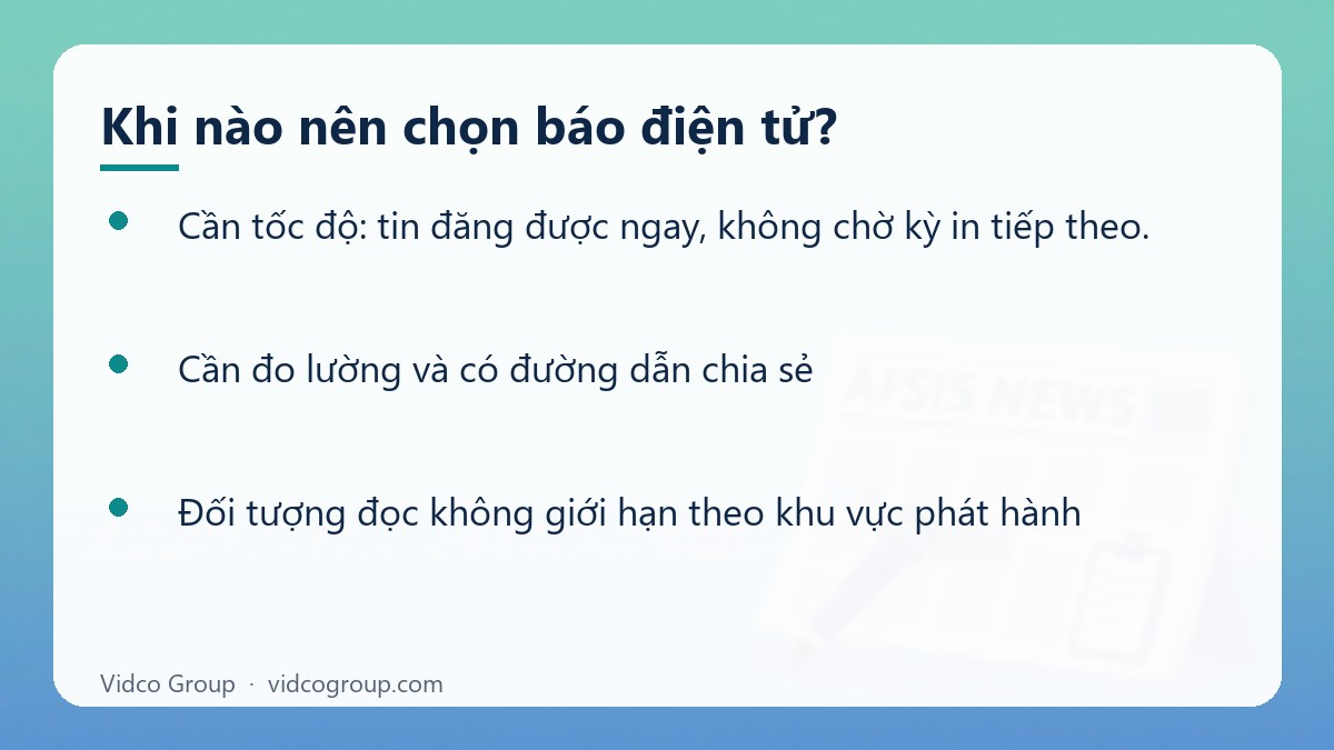 Danh sách: Khi nào nên chọn báo điện tử?