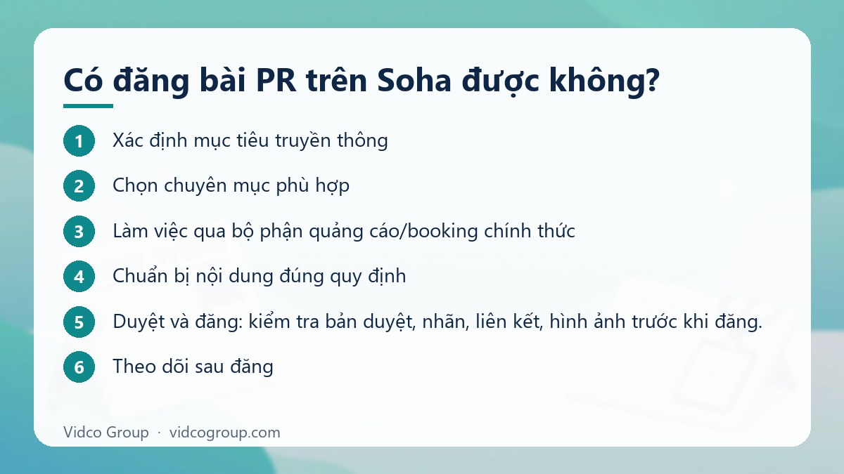 Các bước: Có đăng bài PR trên Soha được không?