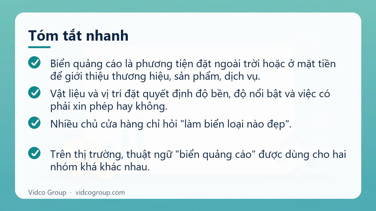 Tóm tắt nhanh: Biển quảng cáo