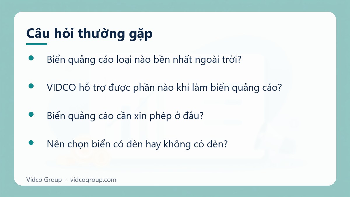 Một số câu hỏi thường gặp về Biển quảng cáo