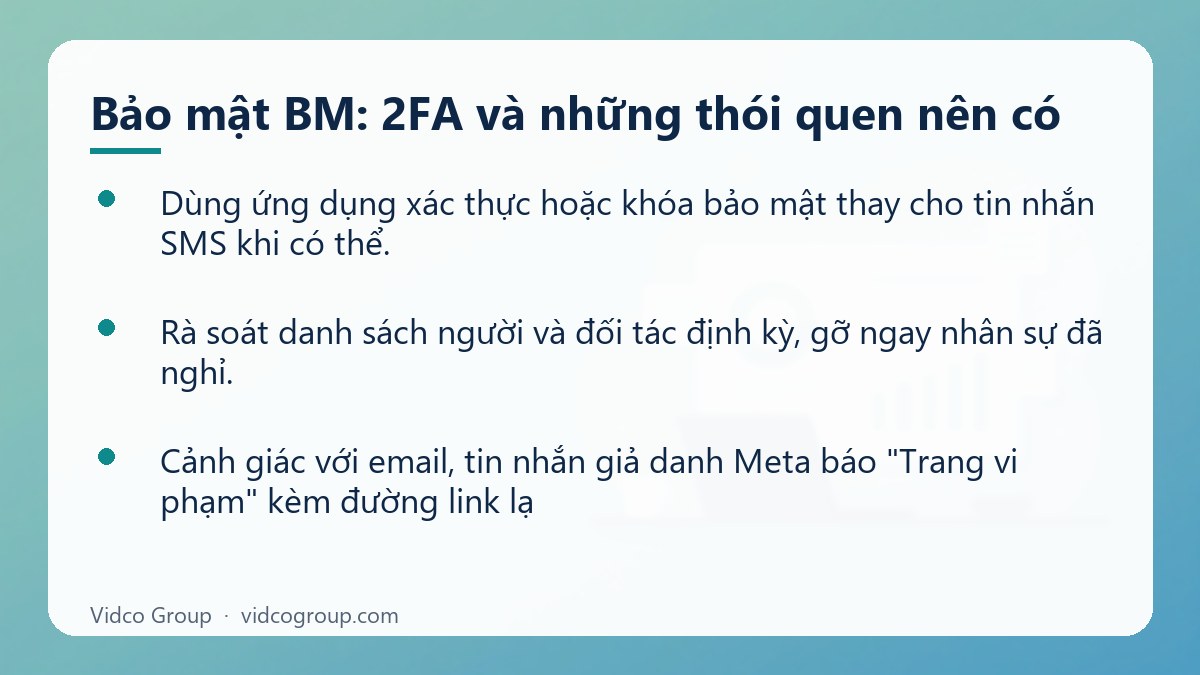 Danh sách: Bảo mật BM: 2FA và những thói quen nên có