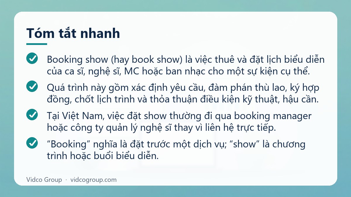 Tóm tắt nhanh: Booking show là gì