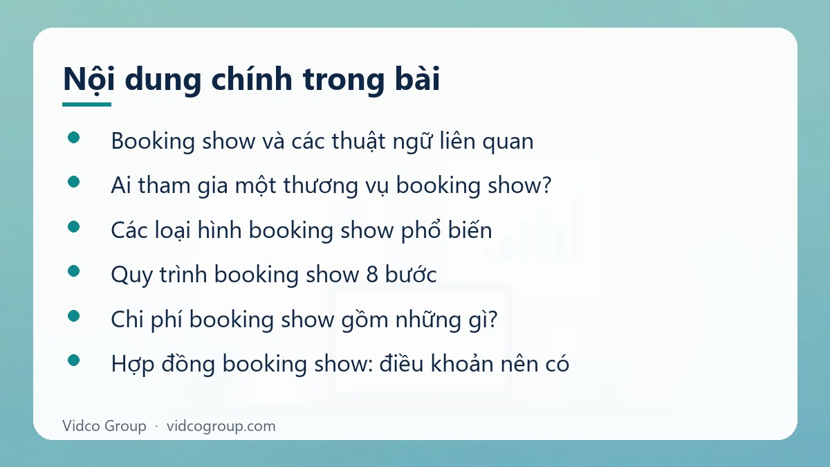 Nội dung chính: Booking show là gì