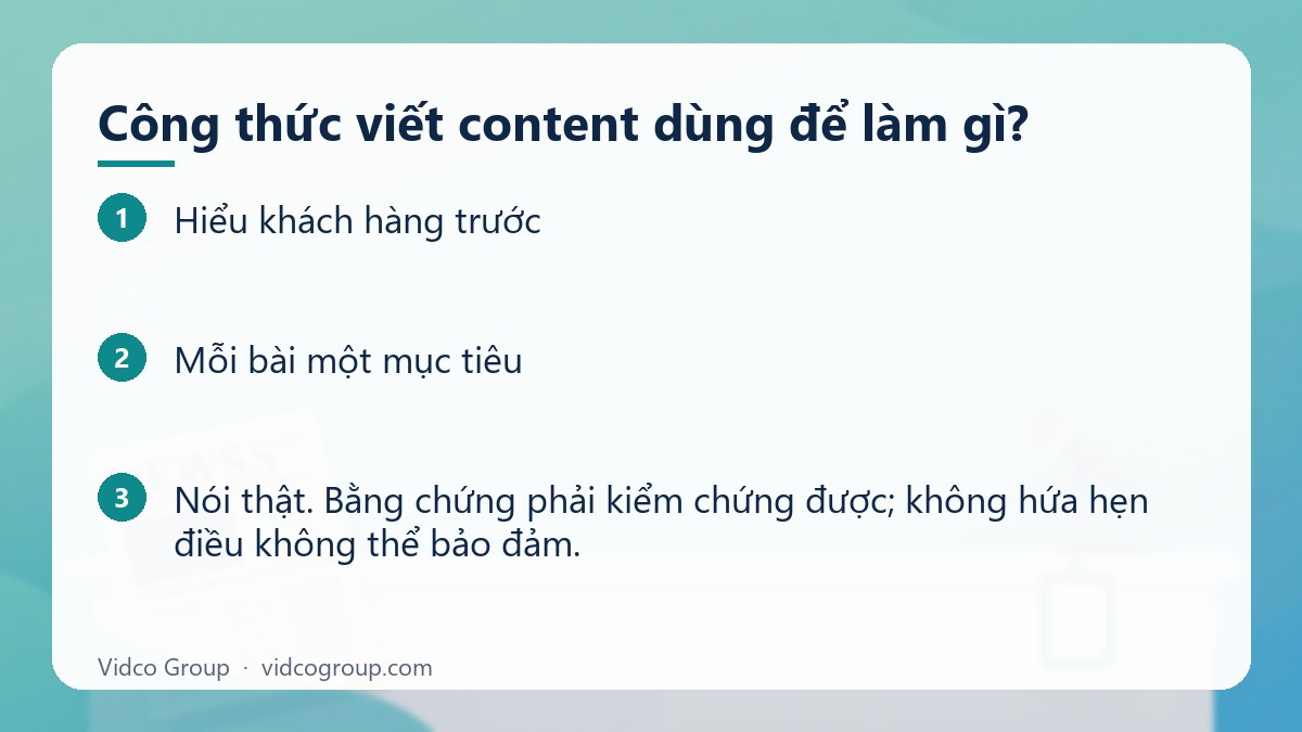 Các bước: Công thức viết content dùng để làm gì?