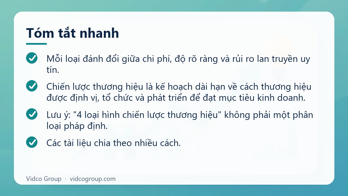 Tóm tắt nhanh: 4 loại chiến lược thương hiệu phổ biến và cách chọn