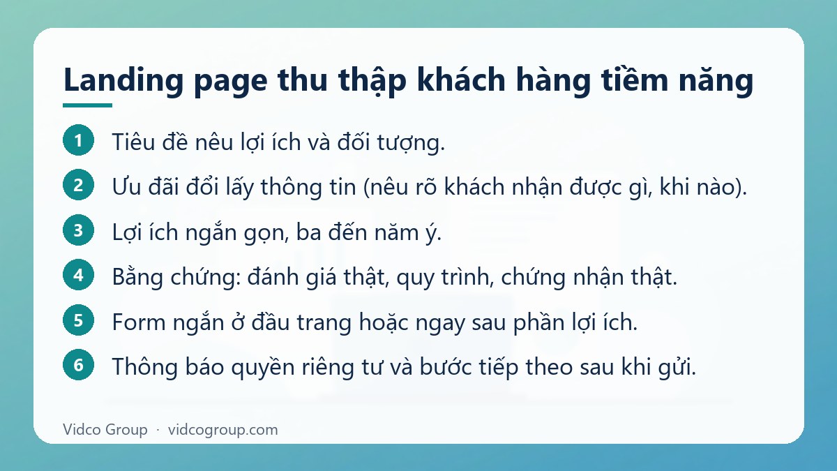 Các bước: Landing page thu thập khách hàng tiềm năng