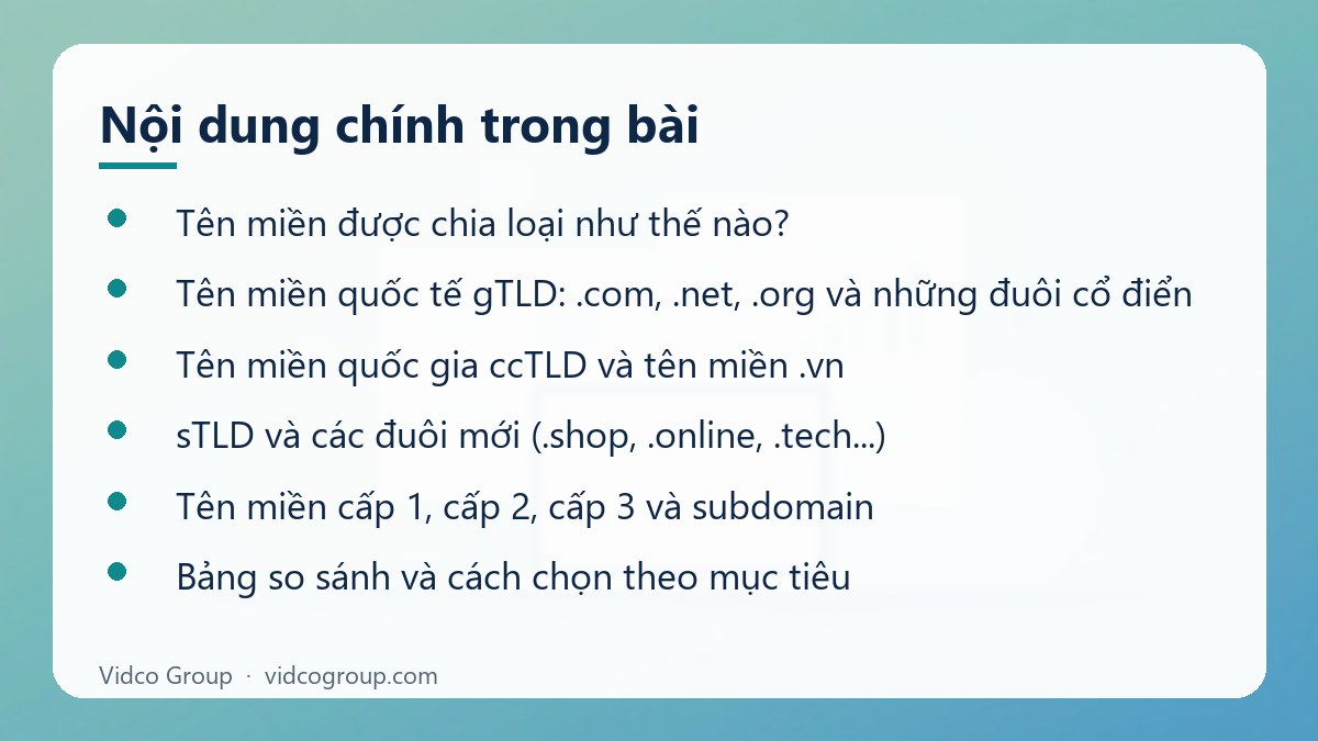 Nội dung chính: Các loại tên miền và những lưu ý khi đăng ký
