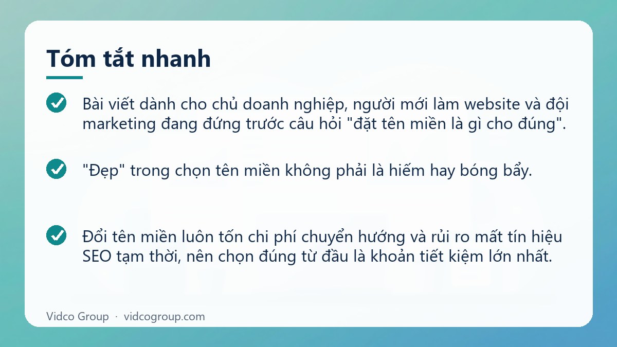 Tóm tắt nhanh: Chọn tên miền đẹp
