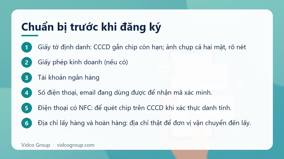 Các bước: Chuẩn bị trước khi đăng ký