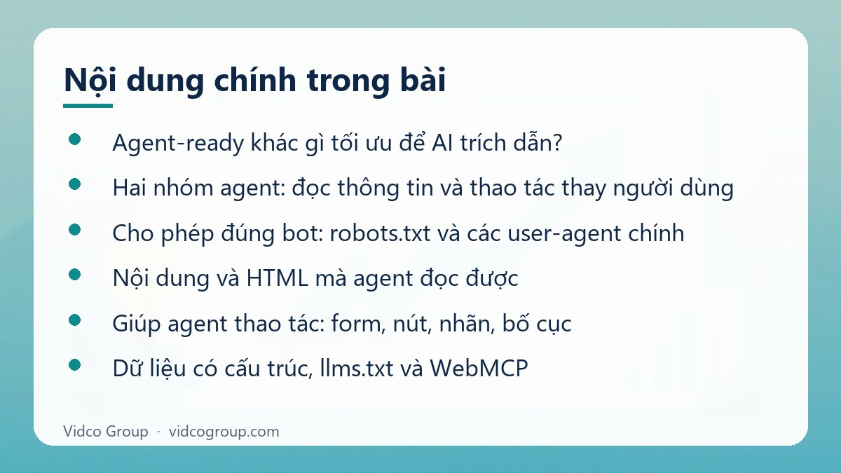 Nội dung chính: Website agent-ready là gì