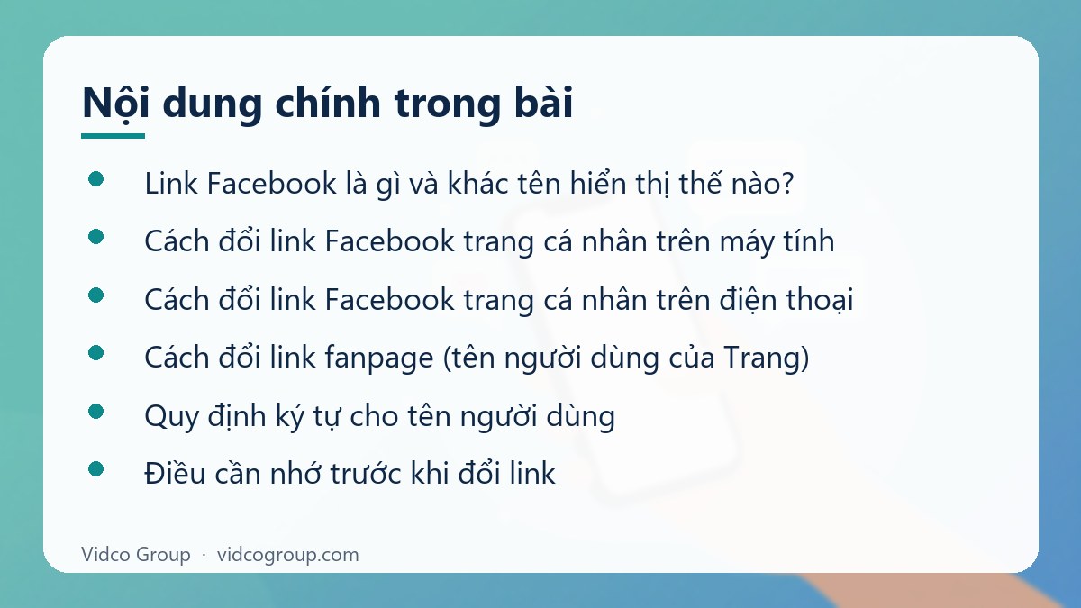 Nội dung chính: Cách đổi link Facebook