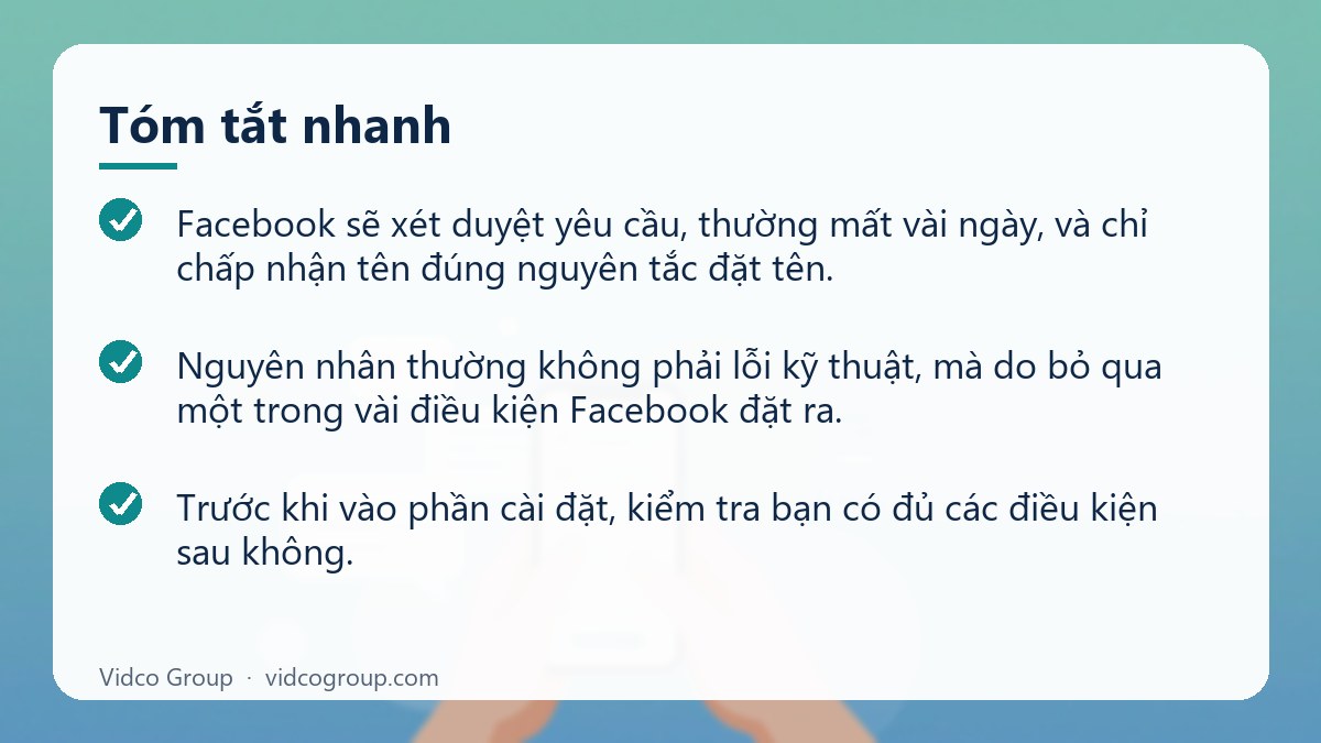 Tóm tắt nhanh: Cách đổi tên fanpage