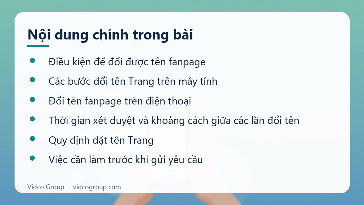 Nội dung chính: Cách đổi tên fanpage