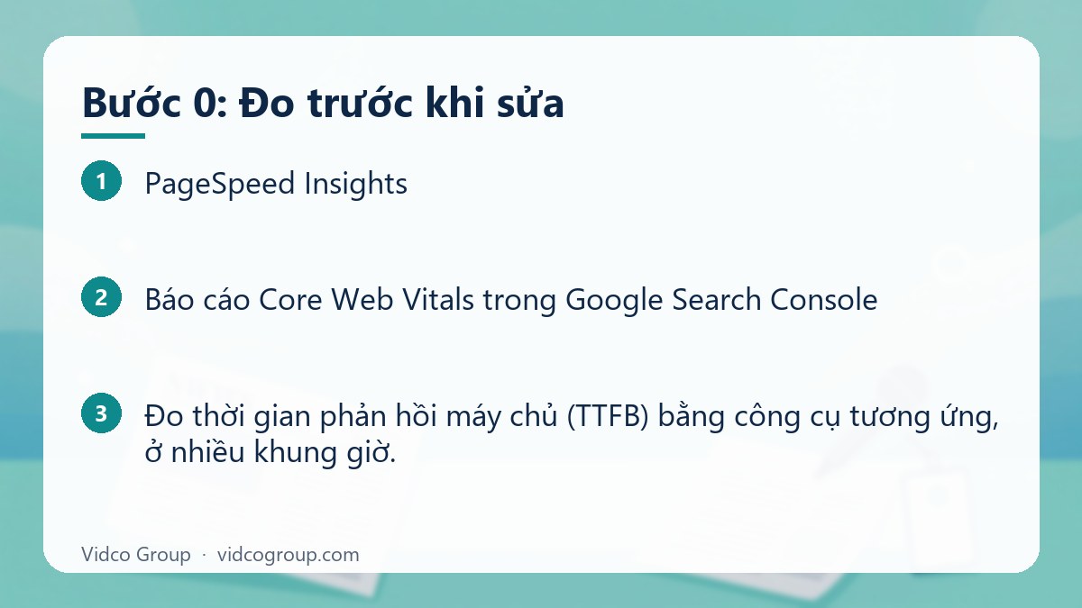 Các bước: Bước 0: Đo trước khi sửa