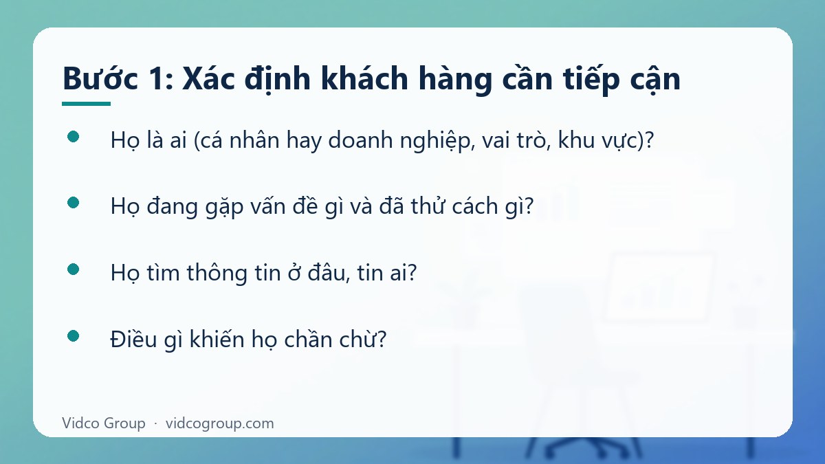 Danh sách: Bước 1: Xác định khách hàng cần tiếp cận