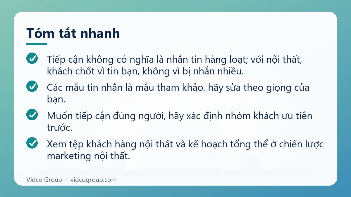Tóm tắt nhanh: Cách tiếp cận khách hàng nội thất