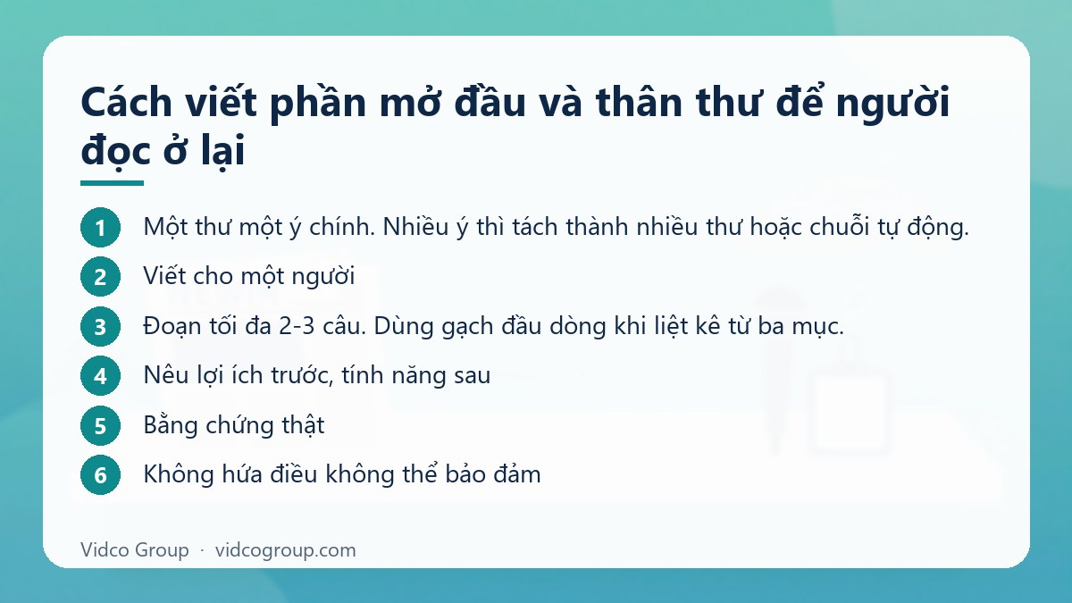 Các bước: Cách viết phần mở đầu và thân thư để người đọc ở lại