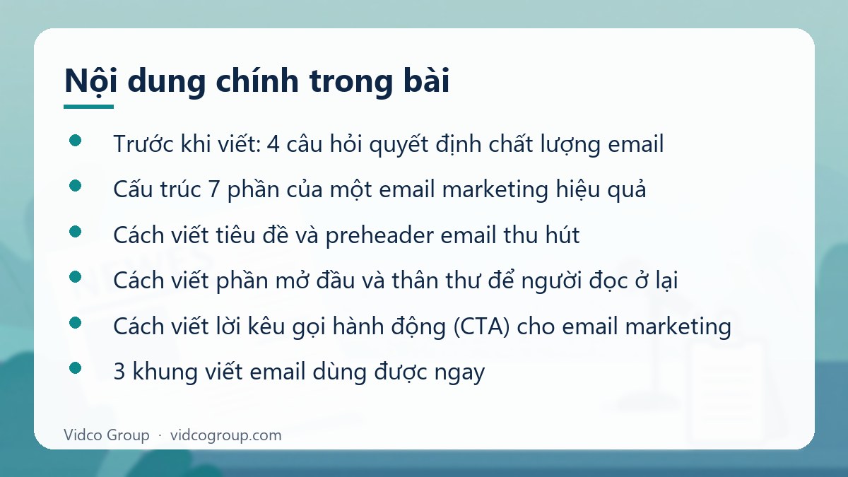 Nội dung chính: Cách viết email marketing hiệu quả