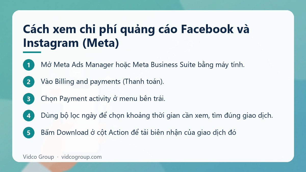 Các bước: Cách xem chi phí quảng cáo Facebook và Instagram (Meta)