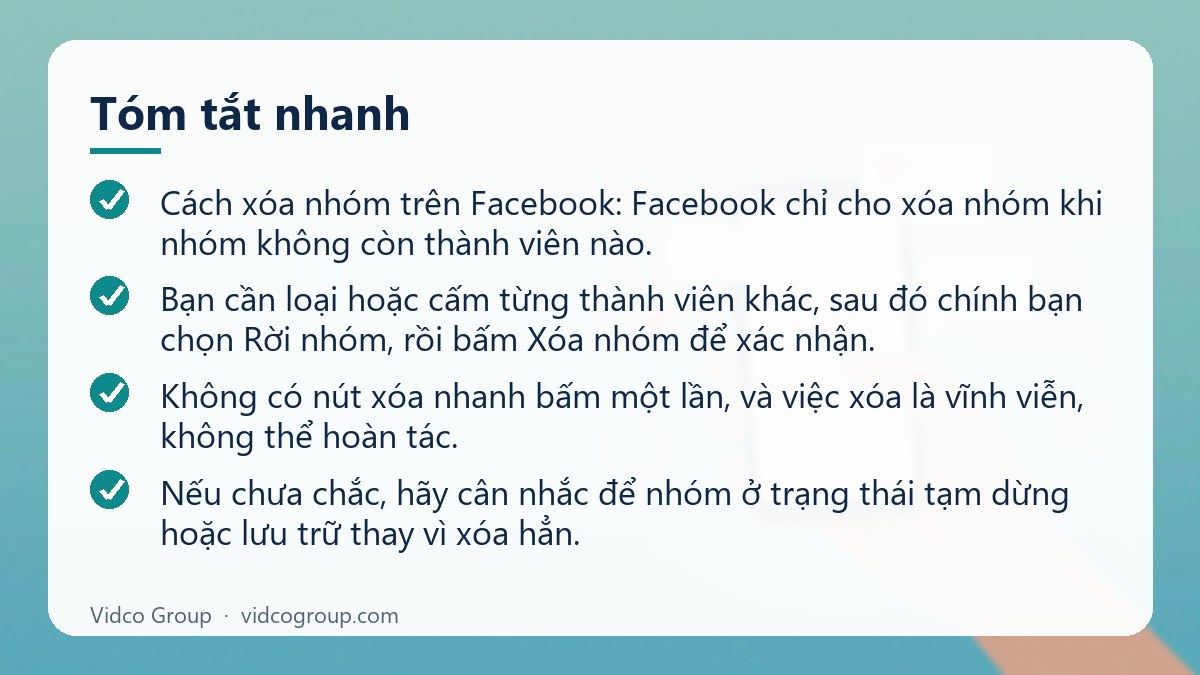 Tóm tắt nhanh: Cách xóa nhóm trên Facebook