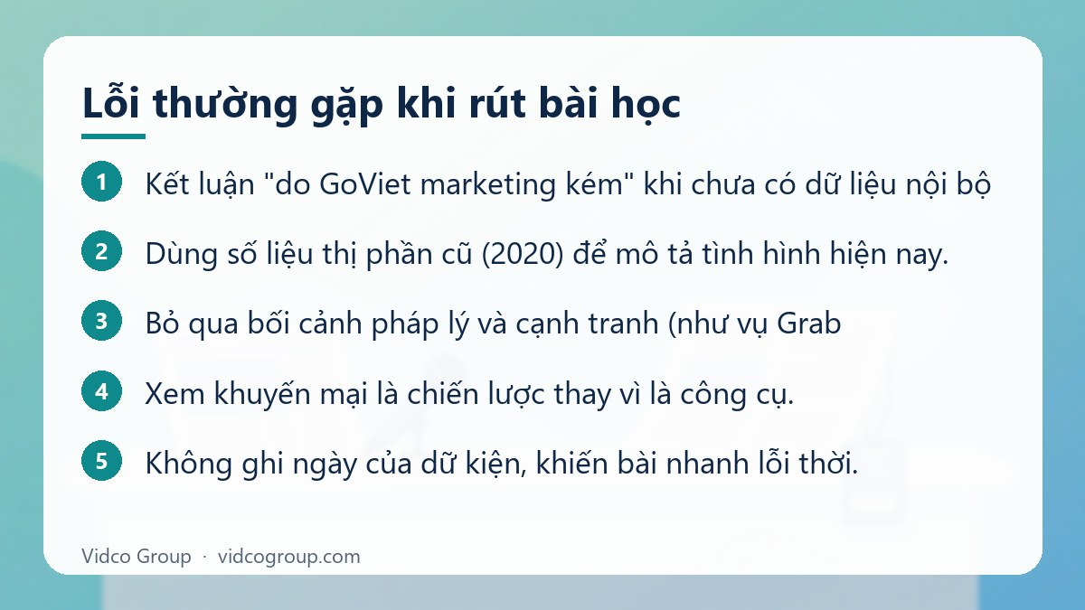 Các bước: Lỗi thường gặp khi rút bài học