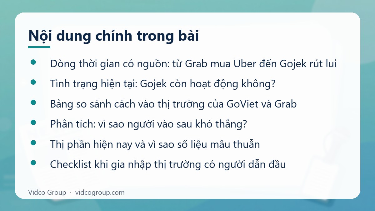 Nội dung chính: Case study Grab và Gojek (GoViet) tại Việt Nam