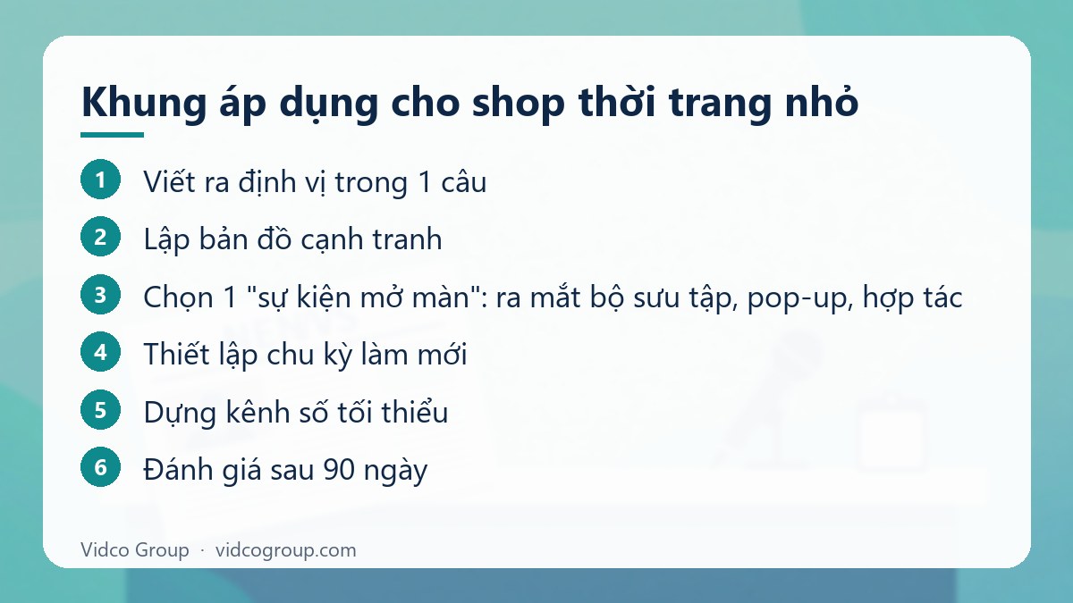 Các bước: Khung áp dụng cho shop thời trang nhỏ