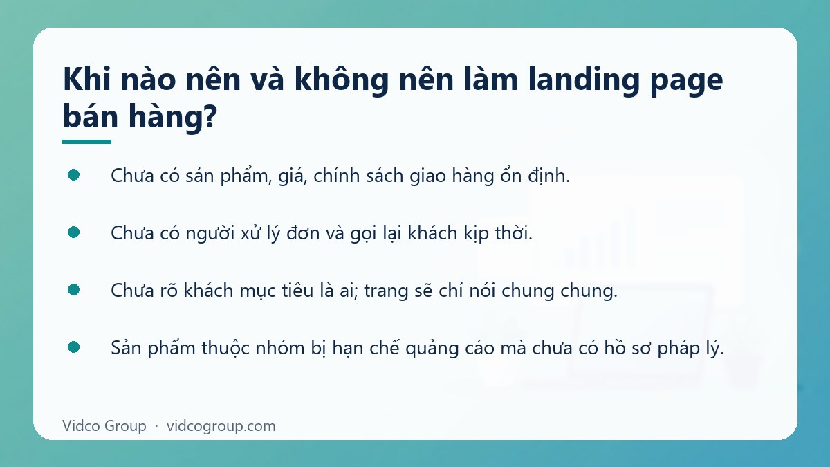 Danh sách: Khi nào nên và không nên làm landing page bán hàng?