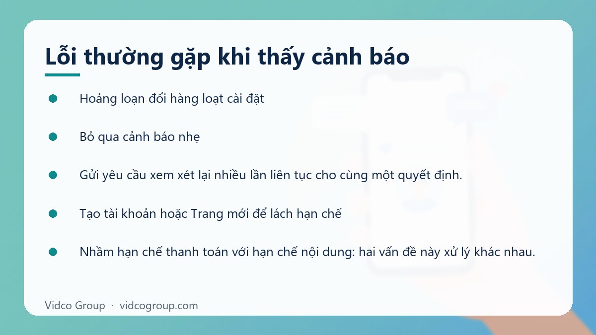 Danh sách: Lỗi thường gặp khi thấy cảnh báo