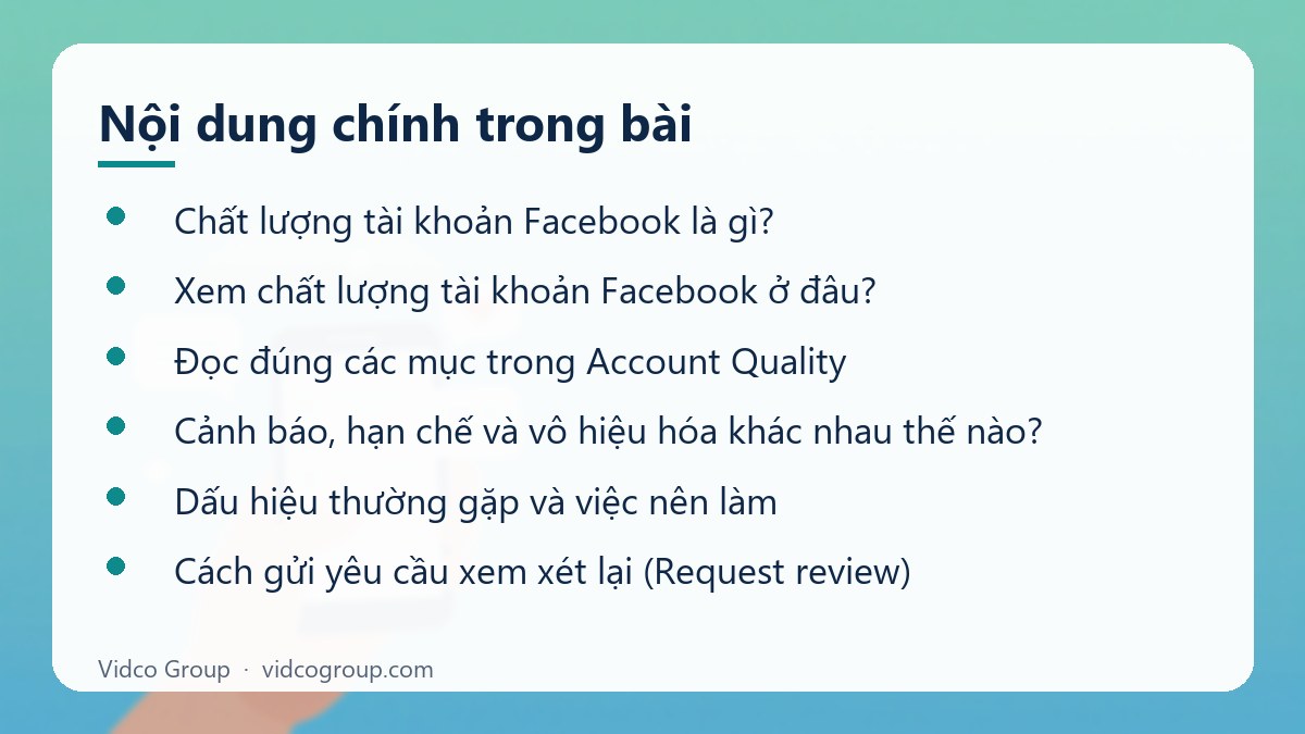 Nội dung chính: Chất lượng tài khoản Facebook